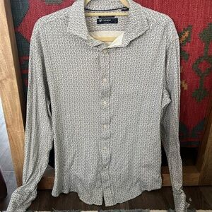 Daniel Cremieux Men's Black and White Patterned Shirt